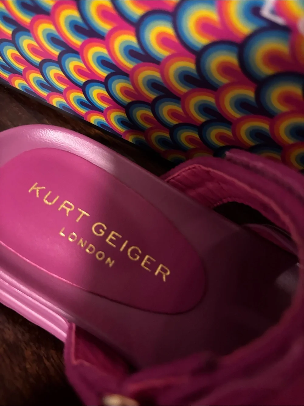 Kurt Geiger Kids' Metallic Fuchsia Slide Sandals